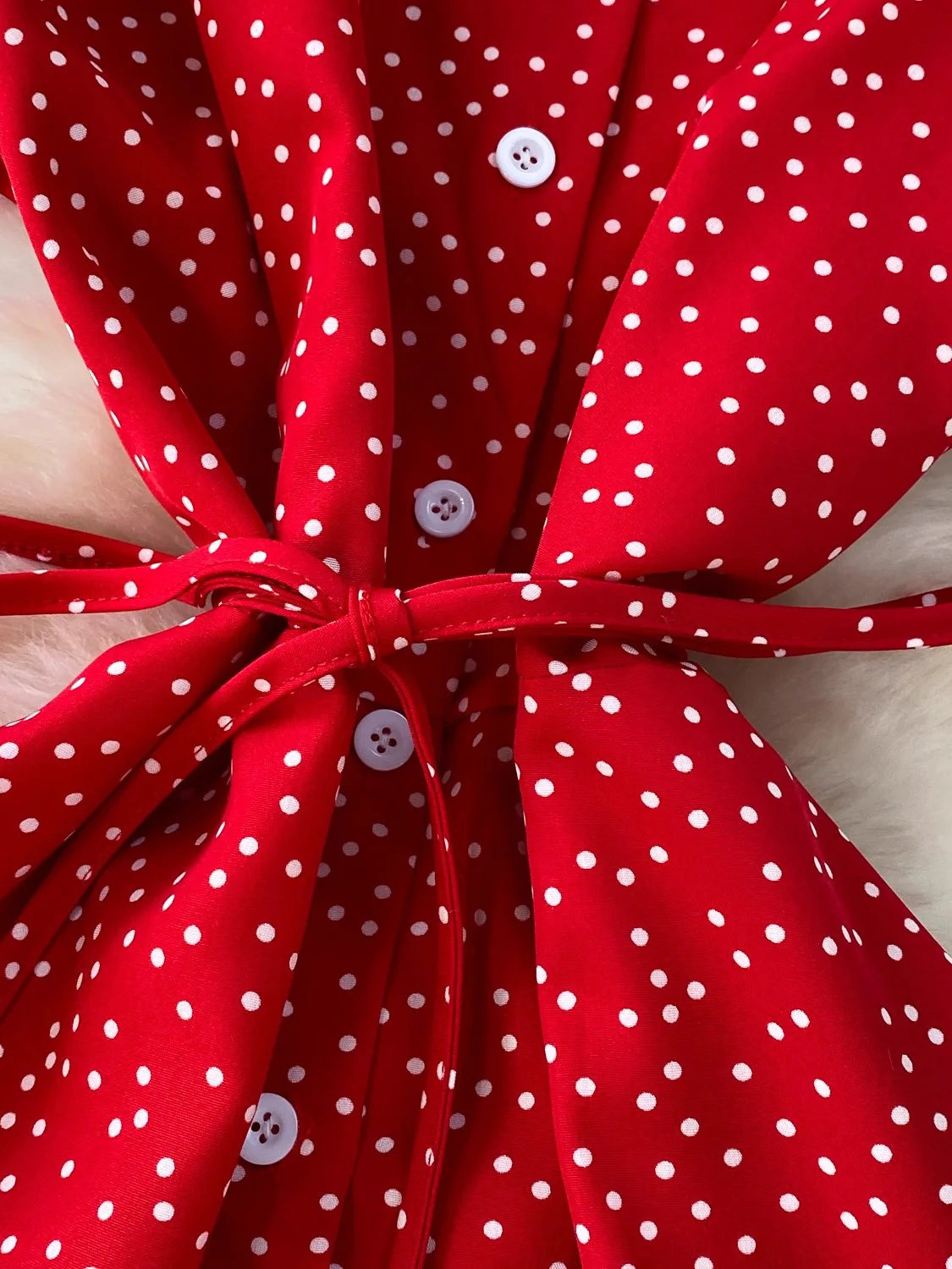 Summer Women Polka Dot Long Dress Vintage V-Neck Flying Sleeve High Waist Single Breasted A-Line Casual Vestidos Female Robe New image 5