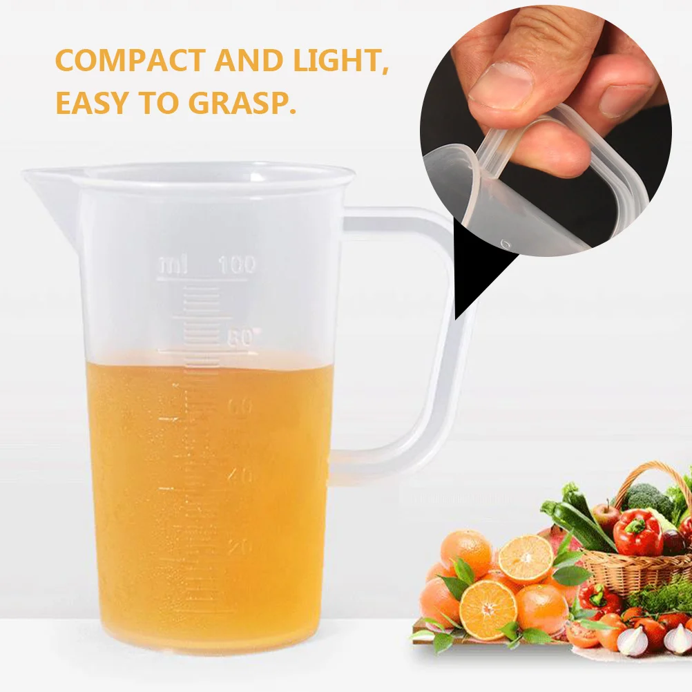 

3pcs Measuring Cup 100Ml Plastic Transparent Scale Juice Cup For Home Baking Use Water Scale Jug Beaker Container