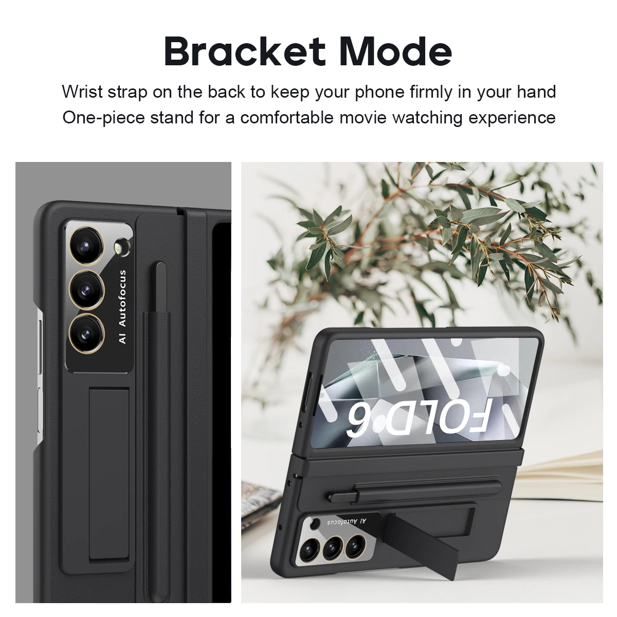 For Samsung Galaxy Z Fold 7 6 5 4 Matte Leather Hinge Phone Case External Screen Glass Film S Pen Slot Bracket Shockproof Cover - Image 6