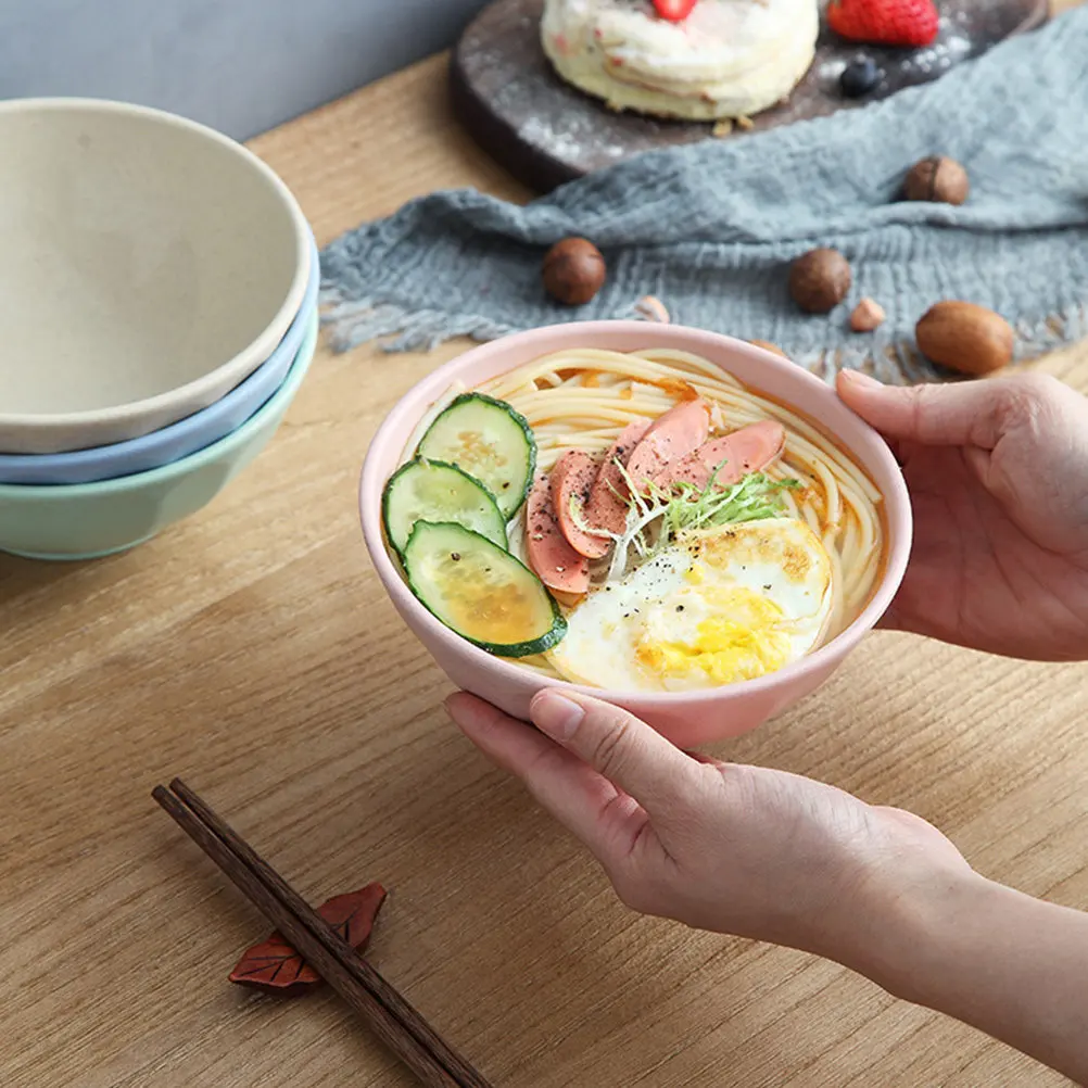 1Set Wheat Straw Bowls Set Eco Friendly Cut Resistant Instant Noodle Rice Salad Soup Bowls Safe Use Safe Tableware