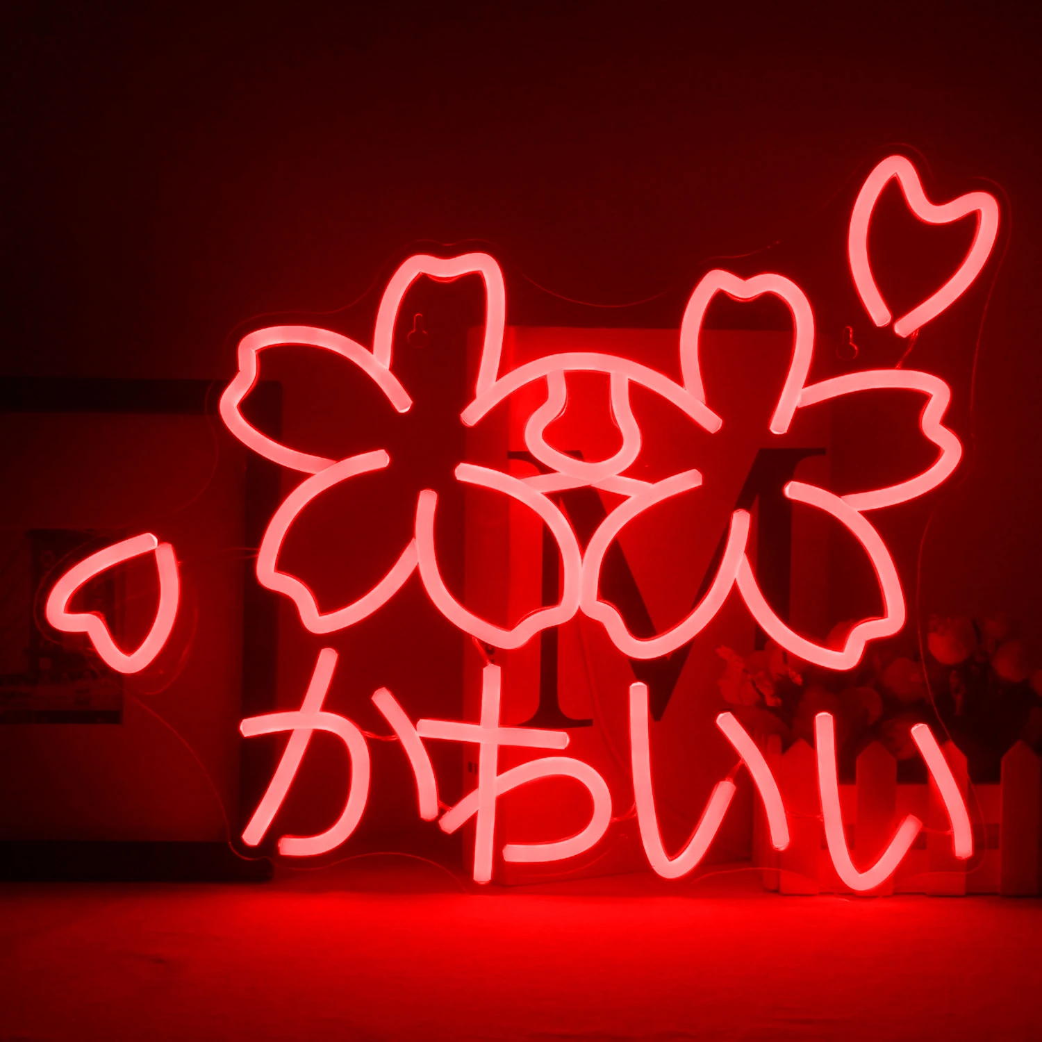 Ineonlife Lampu LED Neon Kustom Bunga Sakura Kawaii Blossom Digunakan untuk Kamar Tidur Kedai Kopi Pesta Pernikahan Hadiah Dekorasi Dinding Bar