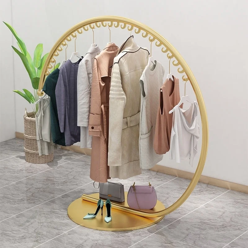 

Custom. [Beautiful and Generous] Iron Coat Rack Standing Wall Mounted Clothes Hanger Semicircle Clothes Rack Indoor Simple Fashi