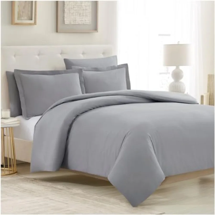 

Duvet Cover Set - 5 PC Iconic Collection Bedding Set - Hotel Luxury Extra Soft and Cooling - Microfiber - Button Closure and Co