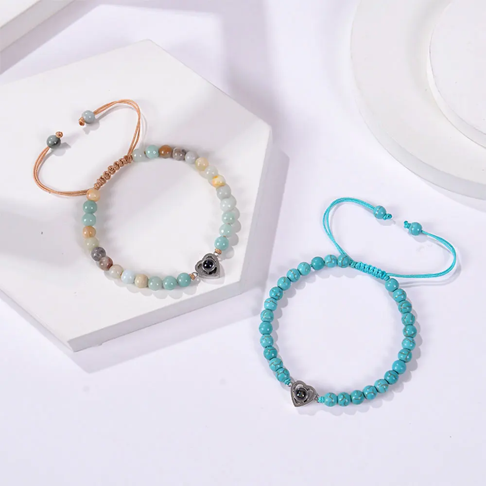 Custom Photo Bracelet Natural Stone Bracelet with Personalized Photo Hand Woven Photo Projection Bracelet Memory Bracelet Photo