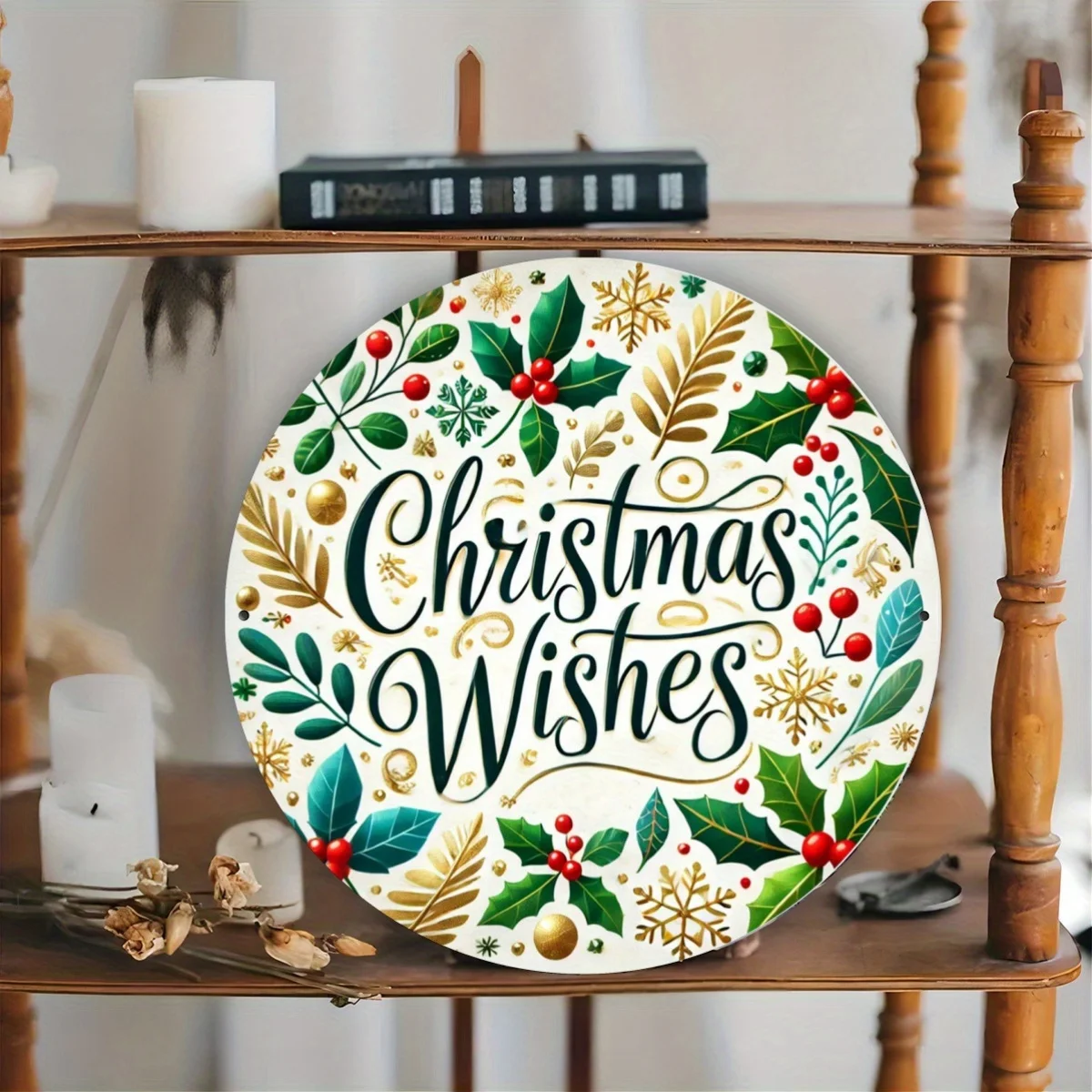 2D Flat - [2D Flat] 7.8X7.8 Inches (20X20 Cm) 2D Printed Metal Sign - Merry Christmas Themed Decoration - Wall Art Suitable for