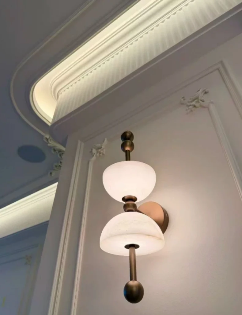 Natural Marble LED Wall Light Black Gold Copper