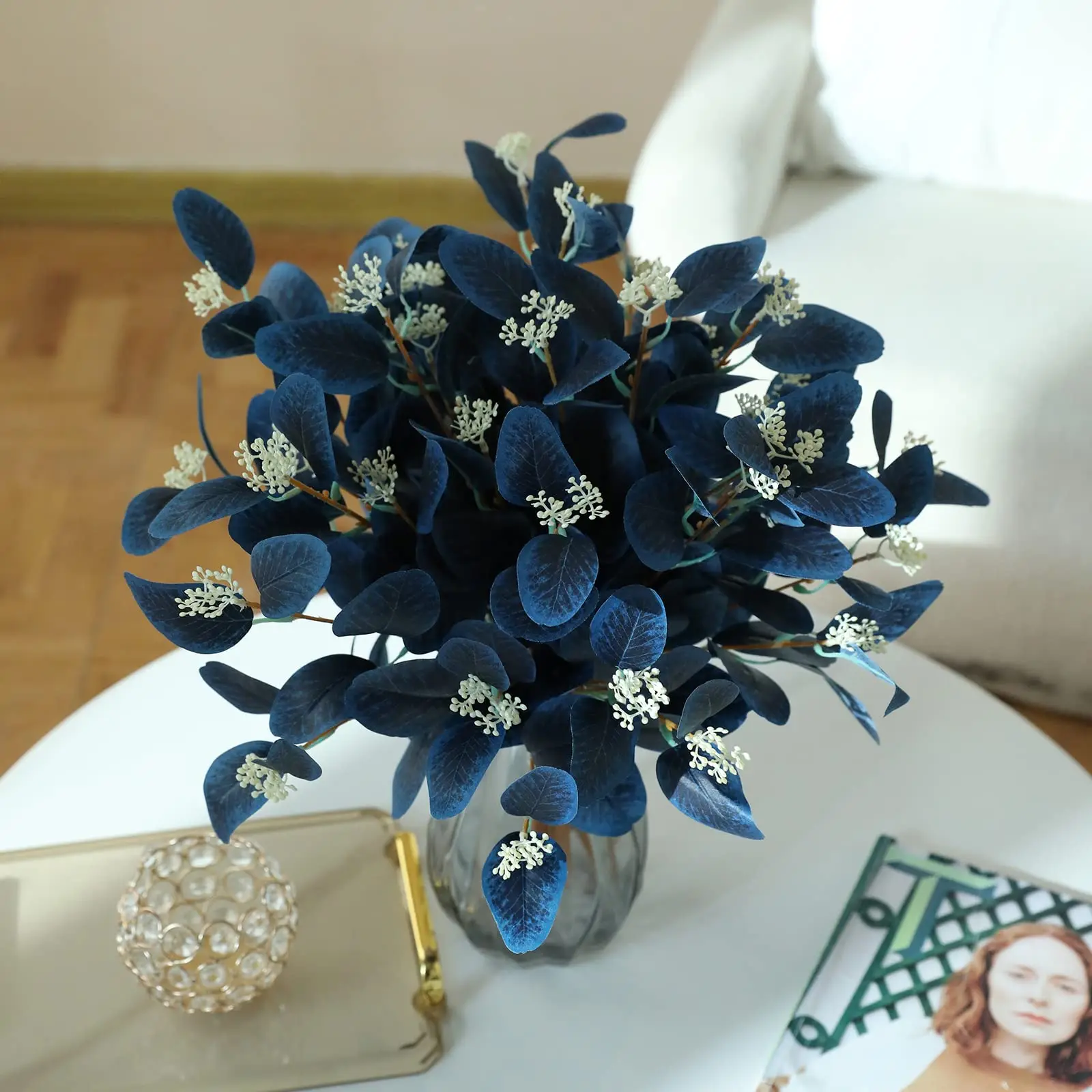 Künstliche Eukalyptus-Stiele, gefälschte Eukalyptusblätter mit Beeren für Hochzeit, Party, Zuhause, Zimmer, Blumenarrangement, Dekoration, Pflanzen – Detail 5