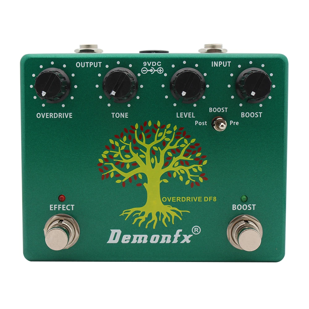 Demonfx-Electric Guitar Effect Pedal, DF8 Overdrive, Tube Overdrive, True Buypass, TS808, 2 in 1, New