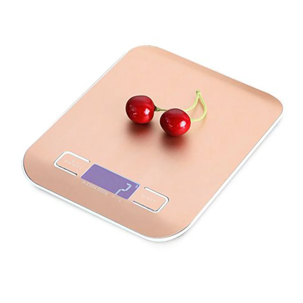 

5KG 1g Kitchen Scale Digital Stainless Steel Grams Baking Scales Weight Golden Compact Slim LCD Display Smooth Platform Tare