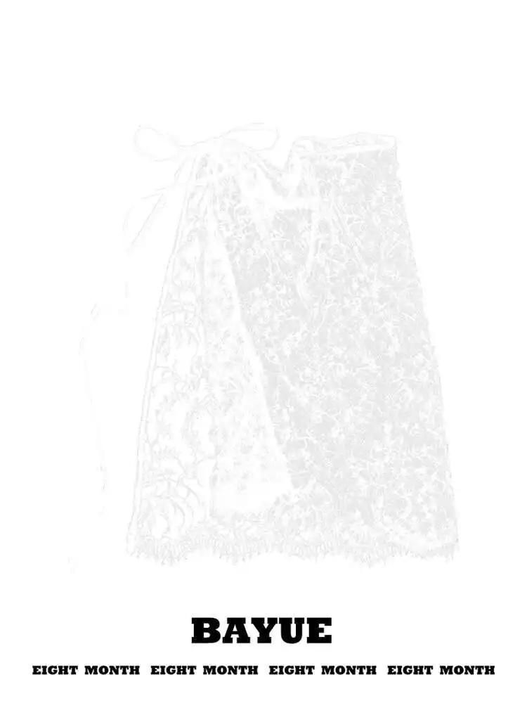 Einteiliger Typ Spitze Schwarzer Spitzen-Furzvorhang Damenmode Hottie Fashion Fold Through Senior Rock Schwarz Weiß