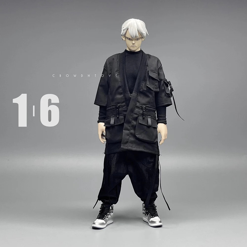 1/6 3ATOYS moda czarny płaszcz kamizelka luźne spodnie akcesoria obuwnicze dla 12 "figurka lalki kolekcjonerskie DIY