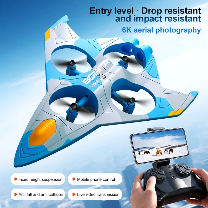 4DRC New V56 Glider Flying Helicopter RC Hobby Jet Plane 2.4G Stunt Remote Control Foam Fighter Airplane Toy Drone for Boys Kids