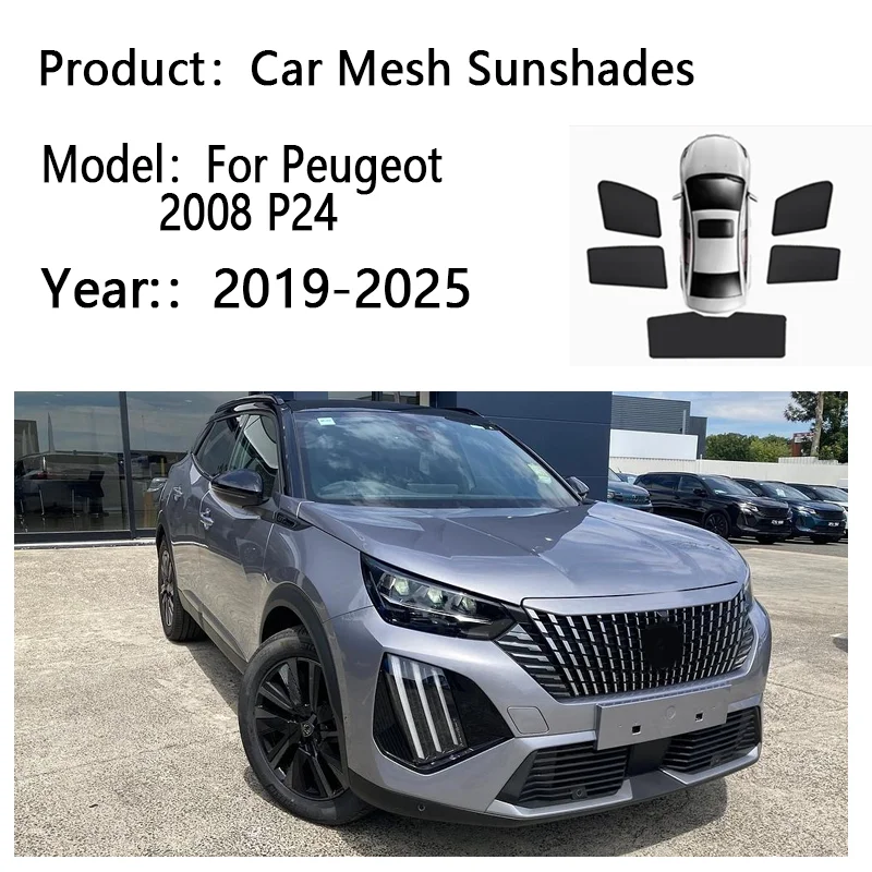 Car Sun Shades For Peugeot 2008 P24 2019 2020-2025 Sunshades Magnetic Heat insulation Window Curtain Mesh Visor Auto Accessories view 2