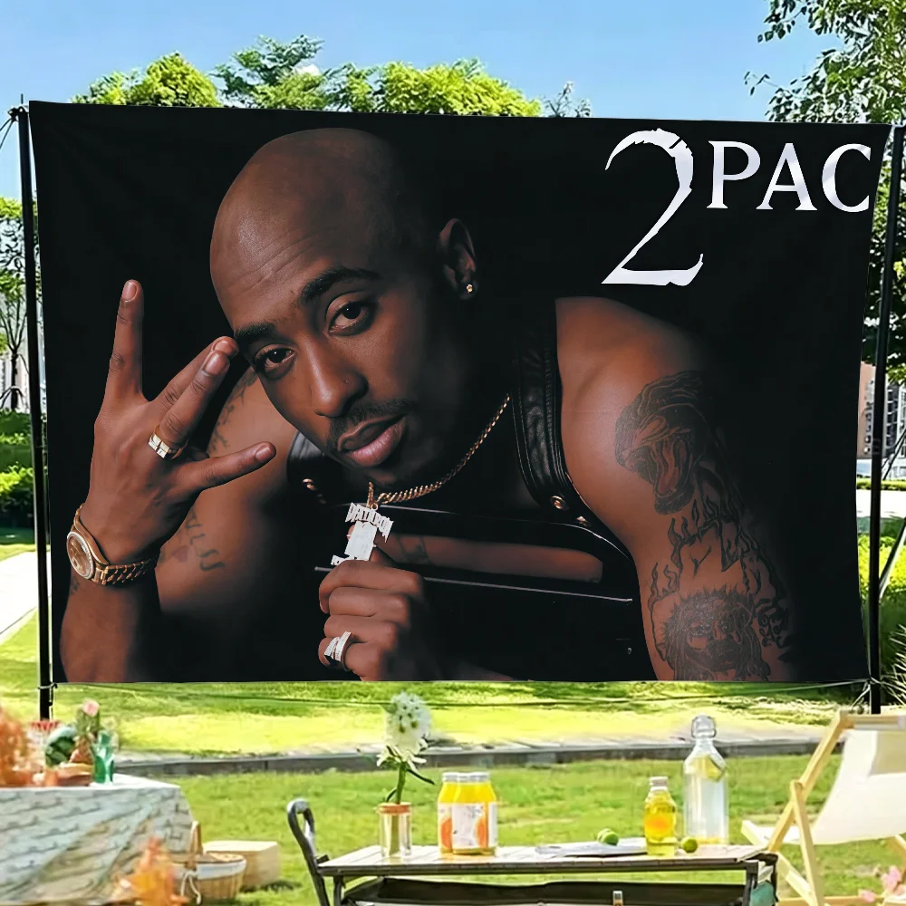 Rapper 2Pac T-Tupac Shakur flag Tapestry Room Decoration Wall Tapestry Hanging Aesthetic Bedrooms Advertising Banner
