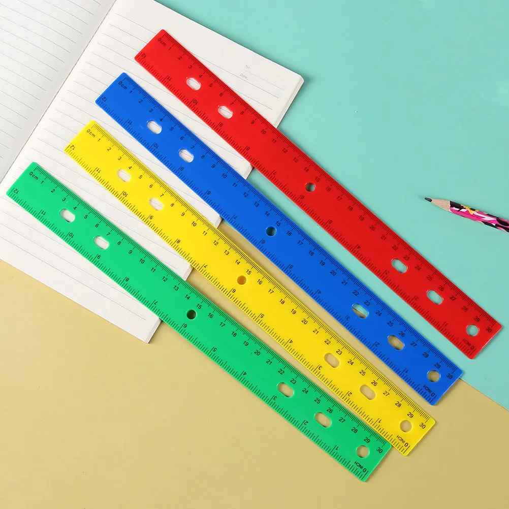 12 قطعة من البلاستيك الملون المستقيم 30 سنتيمتر أداة قياس للمدرسة الفصول الدراسية مكتب الرسم الهندسة المعمارية طالب #2