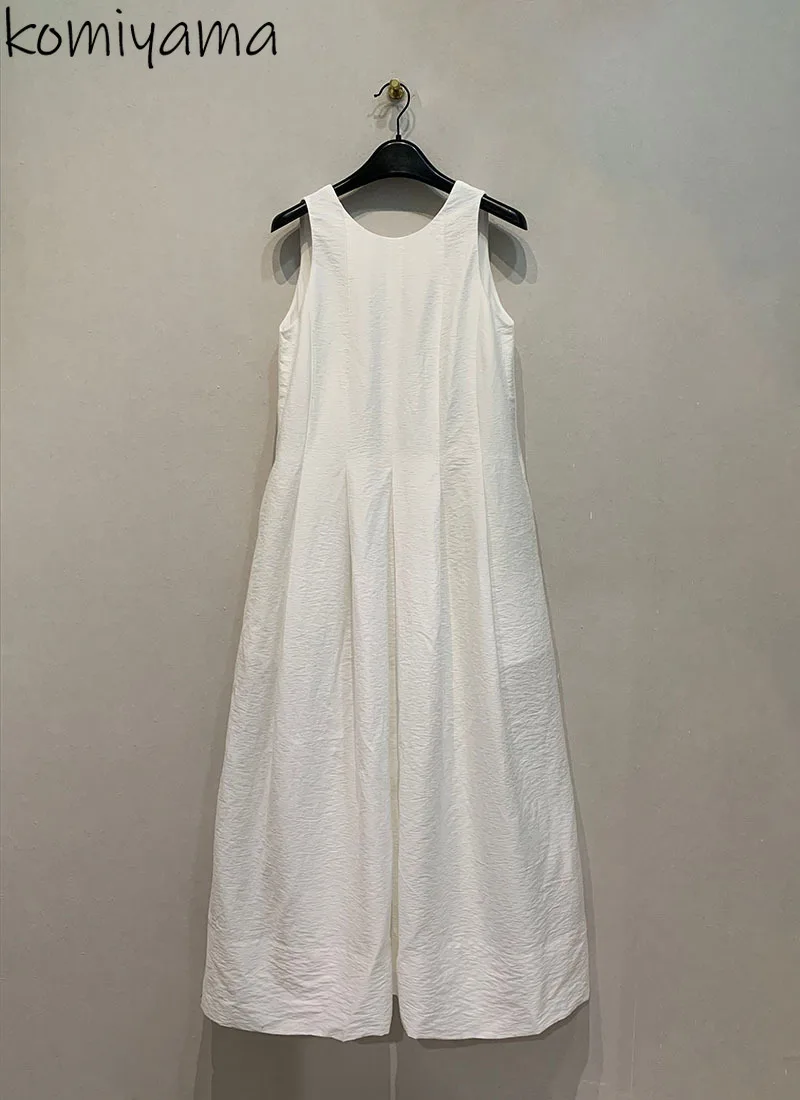

Round Neck Sleeveless Woman Dress Backless 2025 Vestidos Japan Loose Dresses Summer New A-line Robe High Waist Ropa Mujer