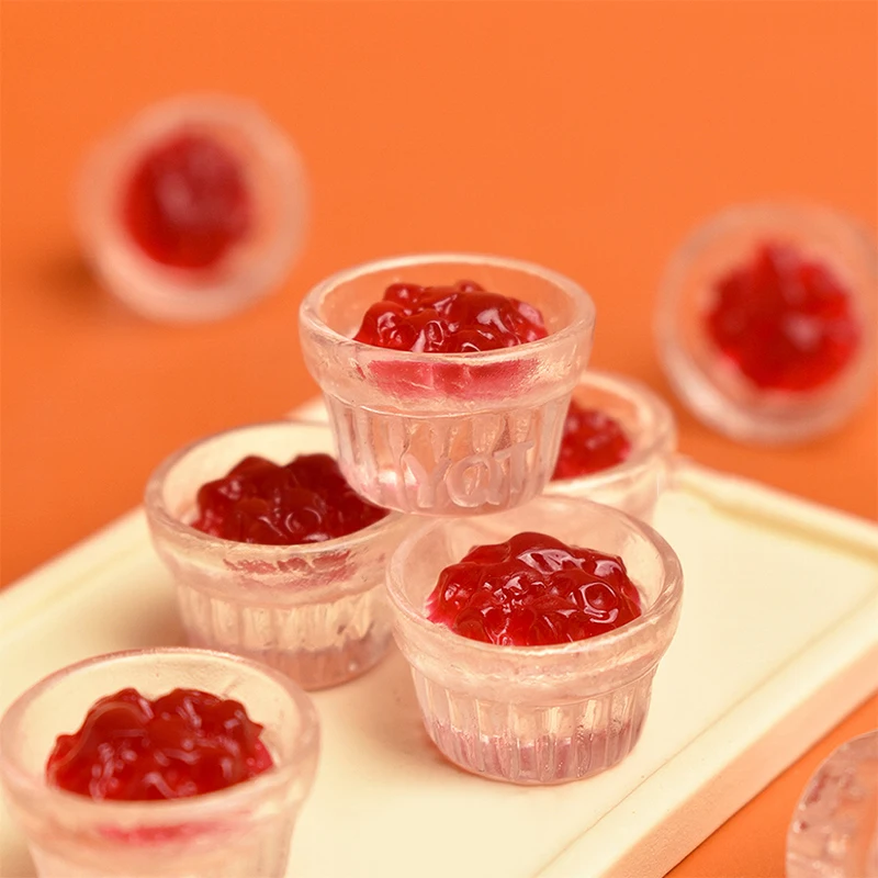 10 Pz/set Casa Delle Bambole In Miniatura Fragola Mango Marmellata Mini Simulazione Gioco di Cibo Casa di Bambola Cucina Scena Decorazione Accessori Giocattolo
