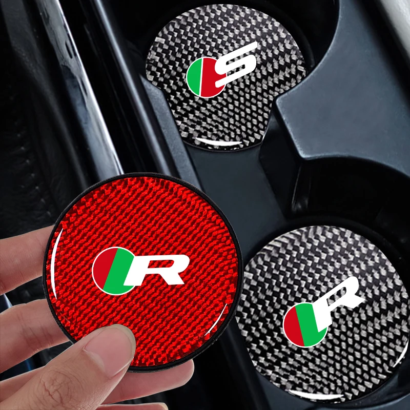 7cm Car Cup Coaster Carbon Fiber Pattern Auto cup Holder Coasters For Jaguar R sport S SVR Xfr Xf F Tempo E Tempo Xe Xj Kx