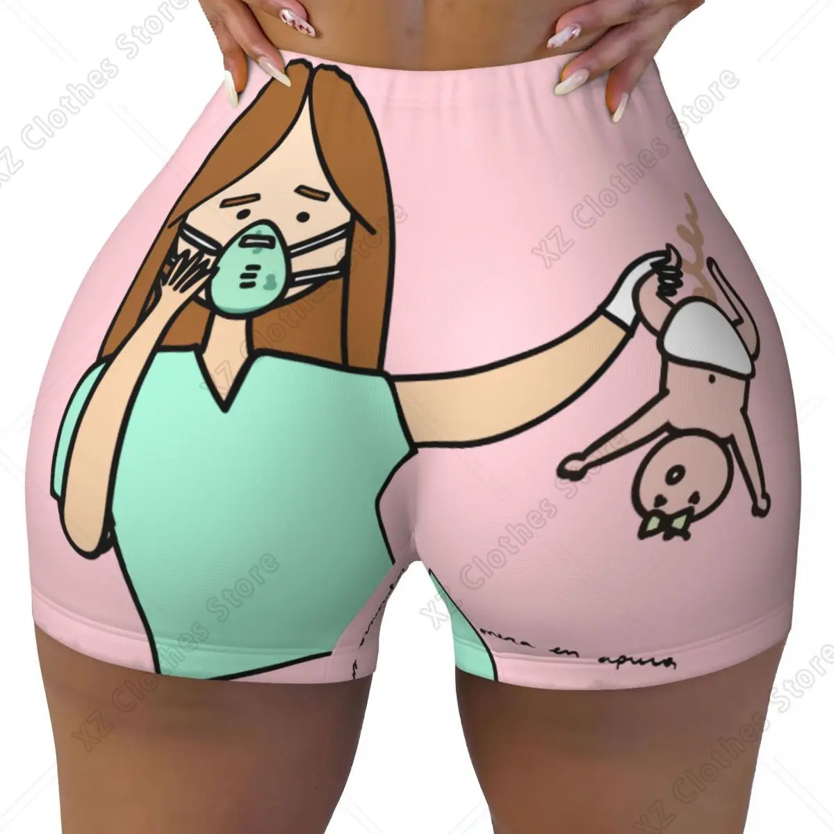 Custom Enfermera En Apuros Doctor Nurse Medical Health Workout Volleyball Biker Shorts Women's Gym Yoga Shorts