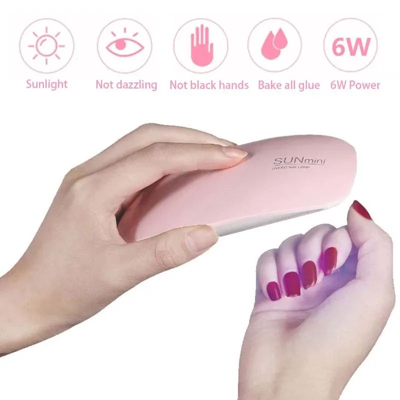 Phototherapy Nail Uv Lamp Mini Usb Uv Led Nail Lamp With 6Pcs Lamp Beads 45S 60S Mouse Nail Dryer For All Gel Nail Polish