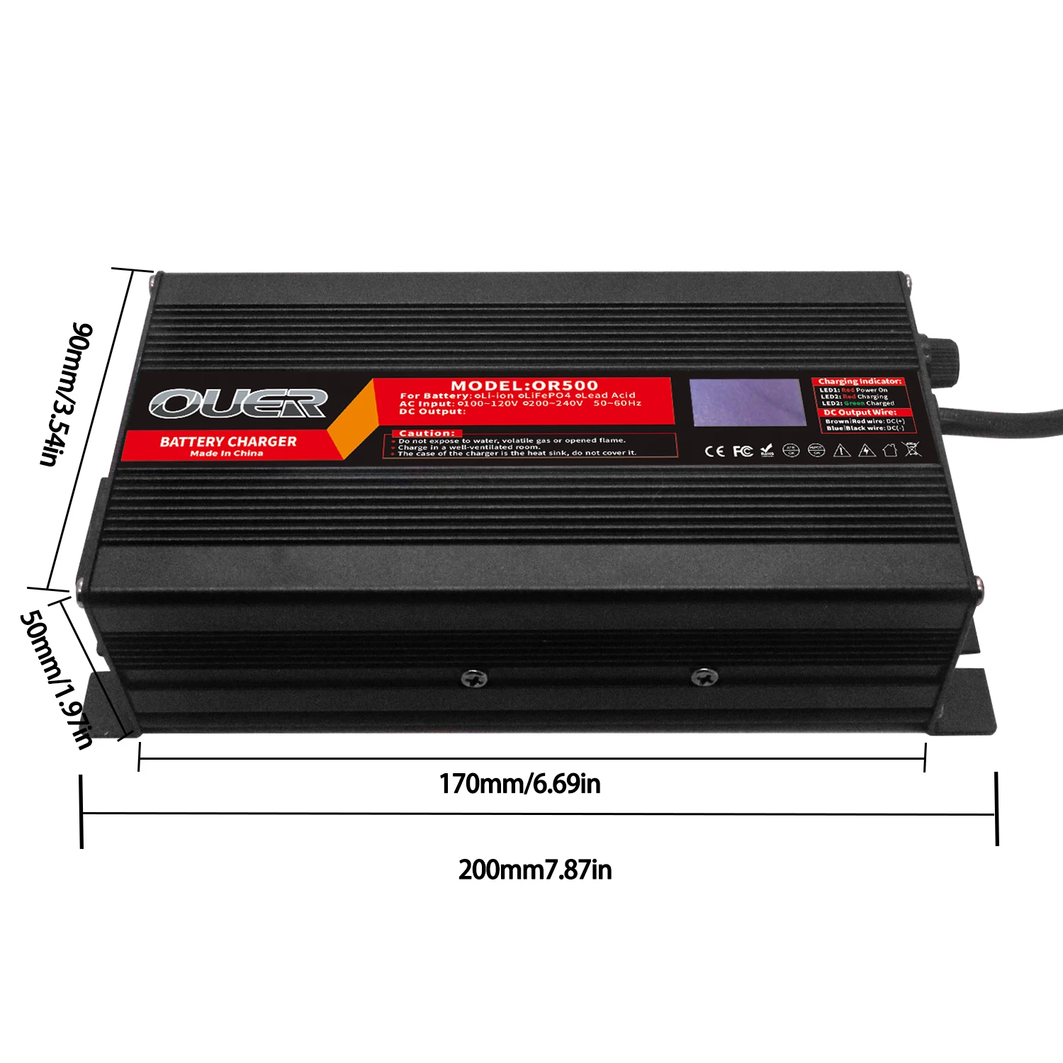 58.4V 8A LiFePO4 Charger Automatic wide voltage Usd For 16S 48V 51.2V LiFePO4 Battery With Digital Display Fast Charging