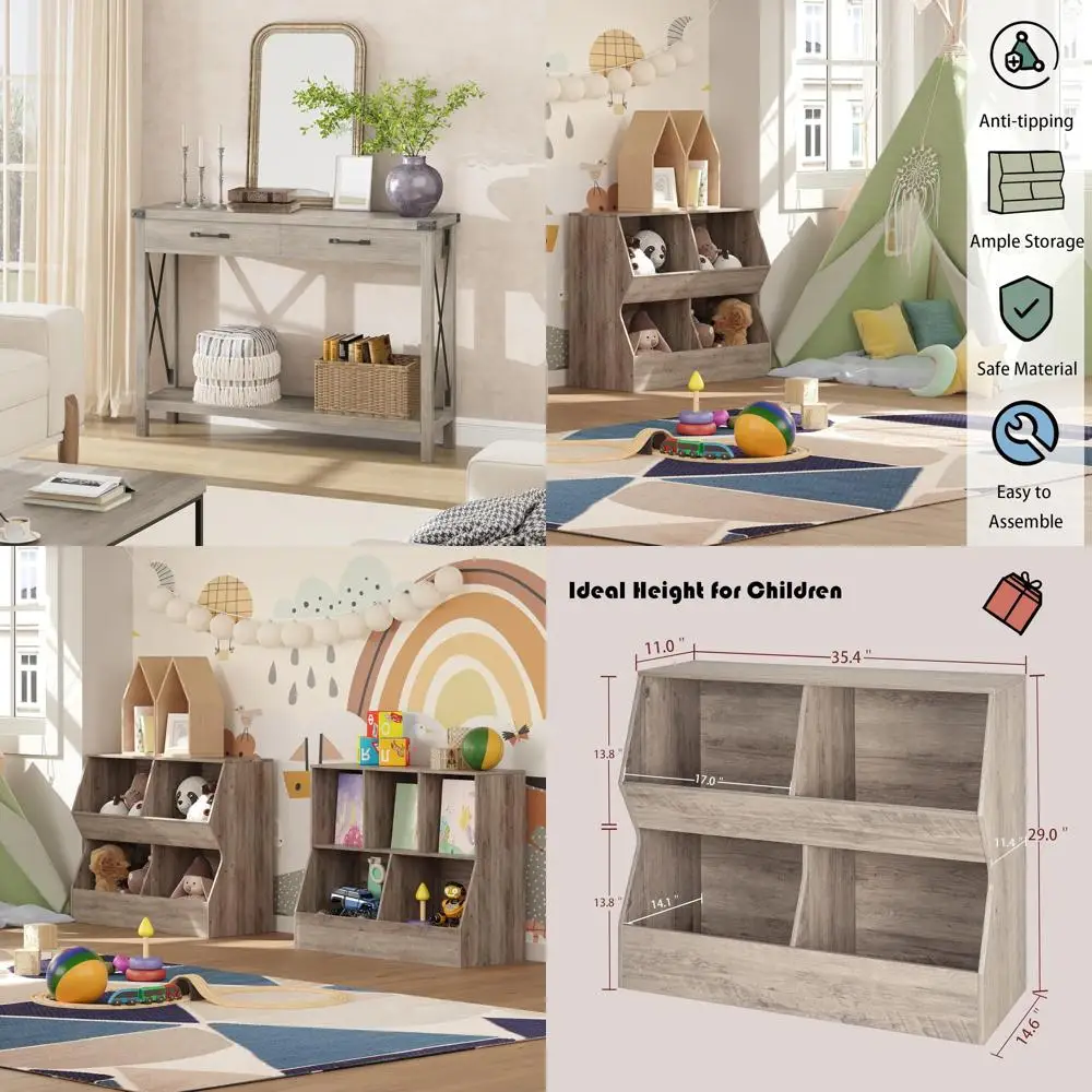 طاولة كونسول على طراز المزرعة مع أدراج تخزين ورف للمدخل وغرفة المعيشة #1