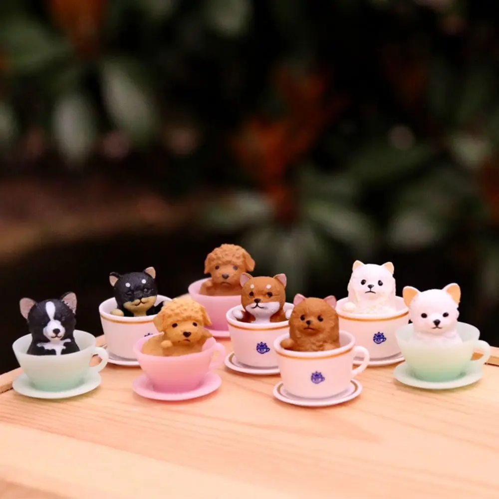 Welpe Kätzchen Teetasse Hund Katzen Gashapon Spielzeug Modell Spielzeug Hund Katze Figuren PVC Puppe Kawaii Miniatur Hund Ornamente Garten Ornament