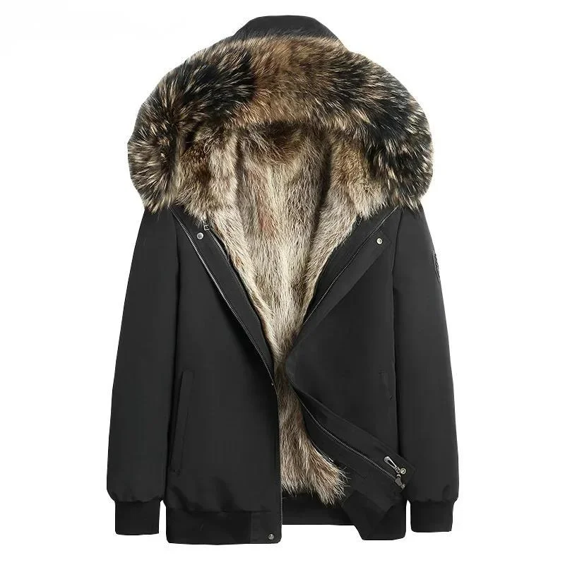 

Winter Hooded Warm Real Fur Coat Men Natural Raccoon Fur Liner Mens Parkas Casaul Men's Clothes 2021 Veste Homme WPY4102