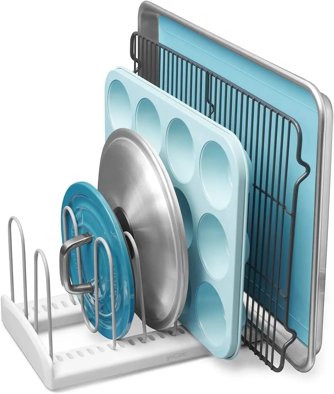 

StoreMore Adjustable Pan and Lid Rack, Pot Lids and Pans Organizer for Kitchen Cabinet Storage, Classic Edition