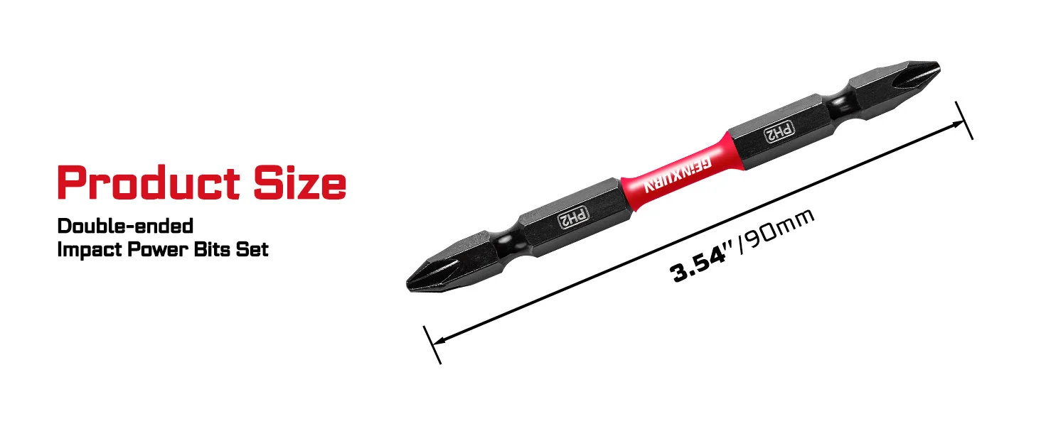 Geinxurn 3,54'' PH2-PH2 Impact Doppelendiger Power-Bit, Standardtyp, S2-Legierungsstahl, entwickelt für Anwendungen mit hohem Drehmoment. – Detail 2