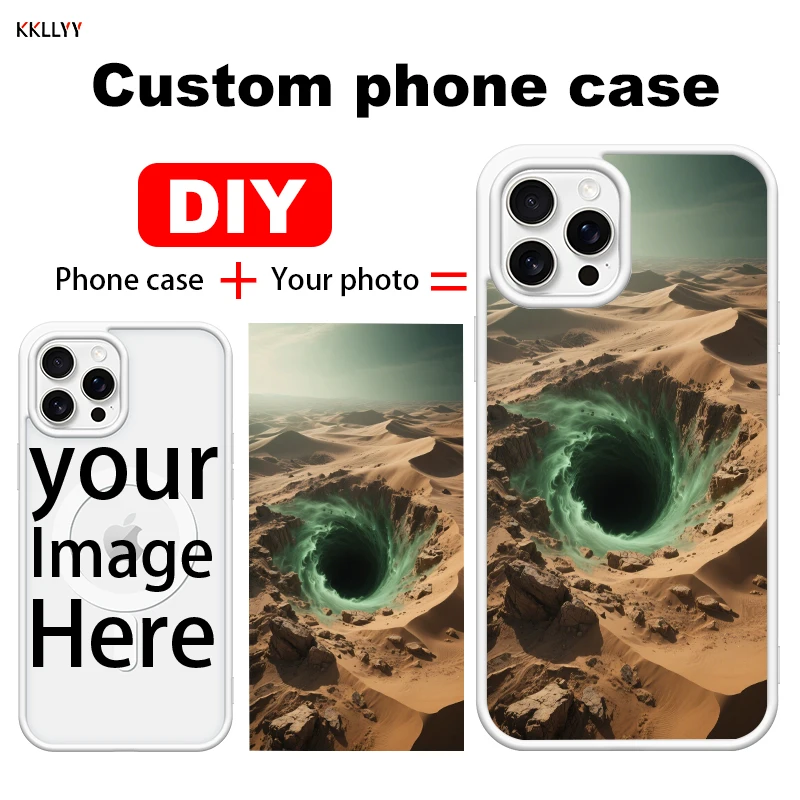 

Surrealism Custom Case Silicone Magnetic iPhone Case for 16/15/14/13 Pro Max Shockproof DIY Photo Personalization Design