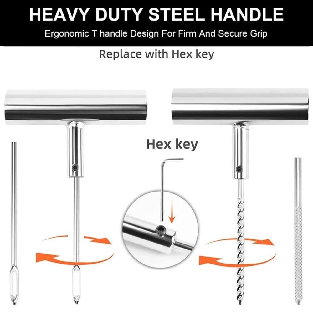 CAER Auto Tire Repair Tools Set Professional Car Van Motorcycle Bike Emergency Heavy Duty Tubeless Flat Tyre Puncture Plugs Kit