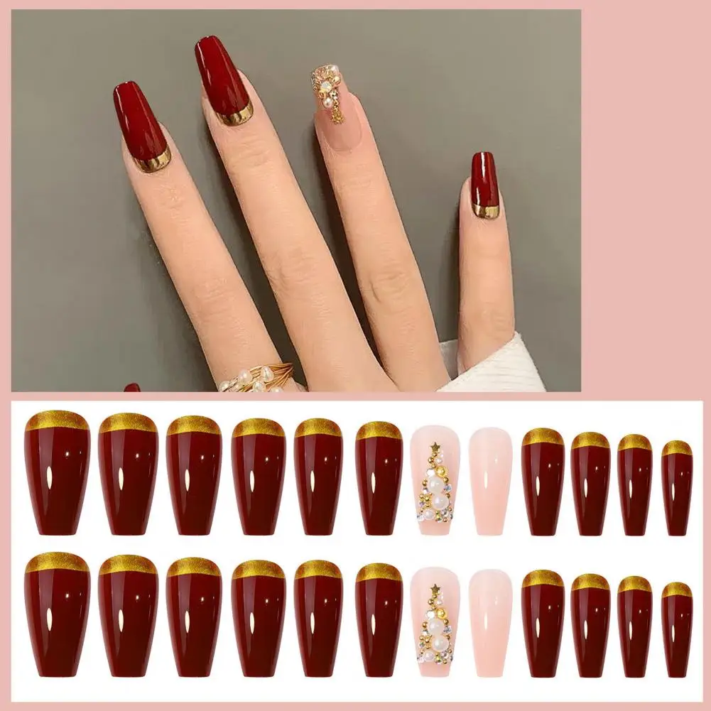 1 Set Fake Nails  Stunning Visual Effect   Faux Nails Fashion Full Cover Nail Tips Manicure Designs