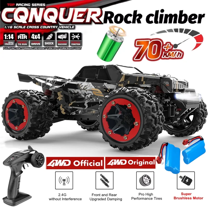 

All Terrain Fast RC Car 1/18 40 км/ч или 1/14 70 км/ч Бесщеточный пульт дистанционного управления Monster Truck 4WD Внедорожный высокоскоростной автомобиль Игрушка