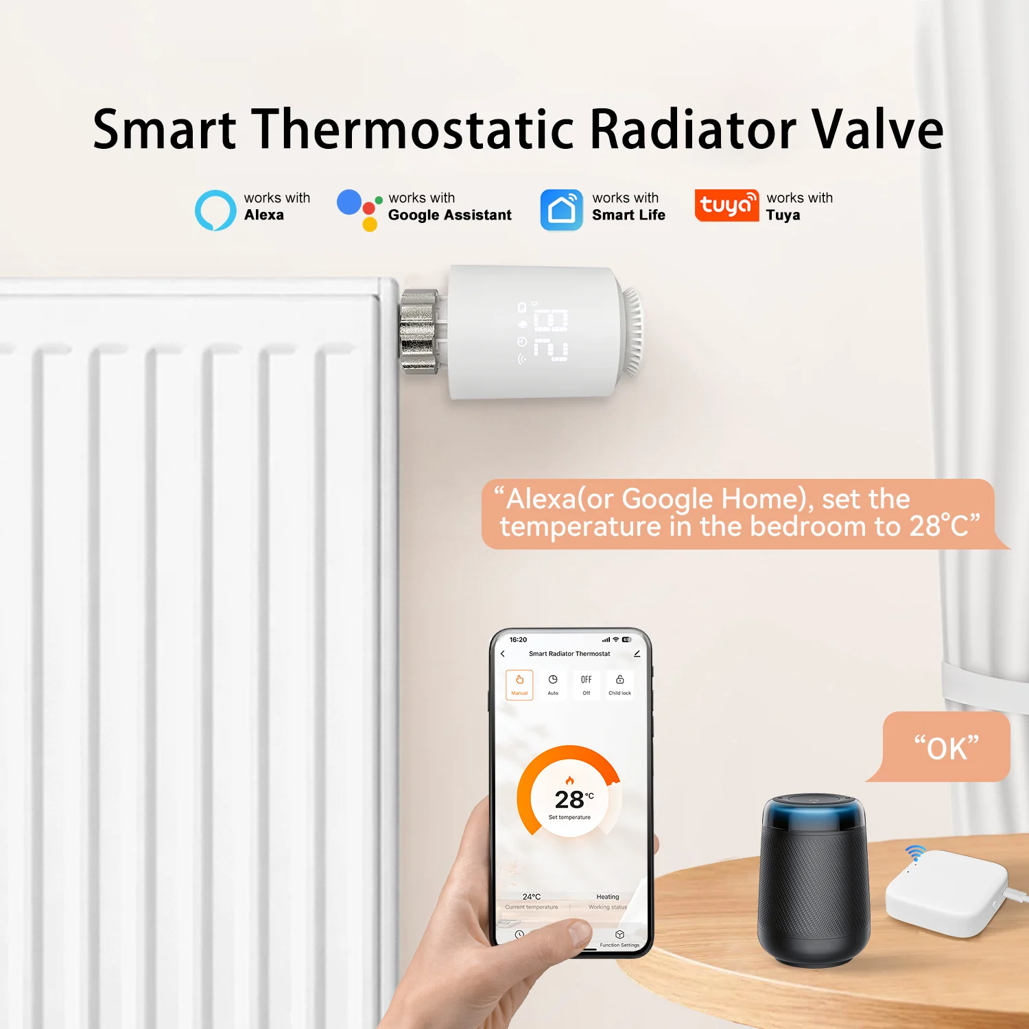 

Термостатический радиатор Tuya Zigbee, устройства Smart Life, регулировка температуры, умный термостат, защита безопасности