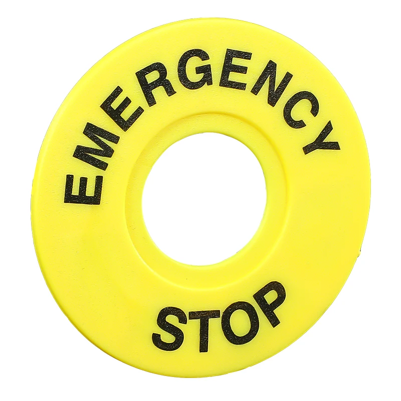 100 PCS Emergency Stop Switch Signboard Button Warning Circle Label Elevator Electrical Sign Yellow Circle 22mm