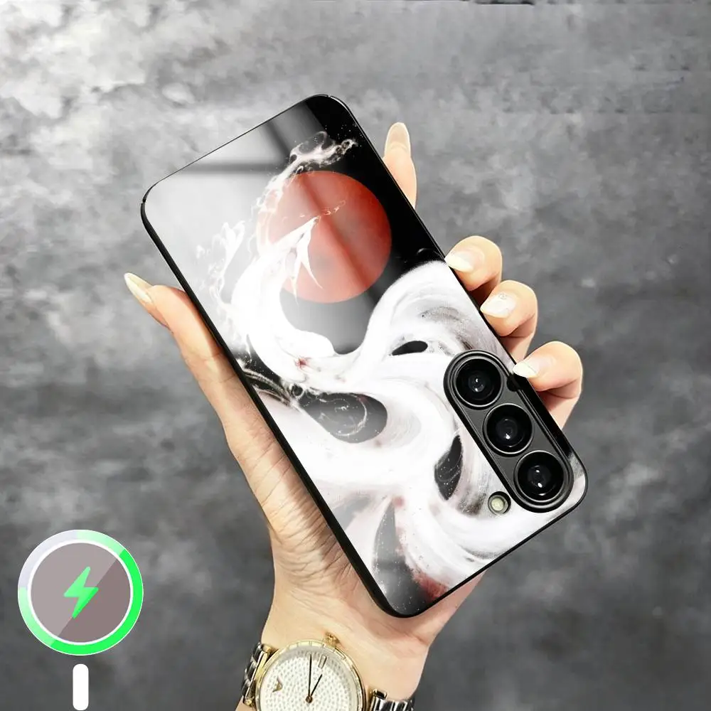 Nine-Tailed Fox Art Design Pattern Phone Case For Samsung S26 S25 S24 S23 S22 S21 Plus Ultra Note Glass Magnetic Case