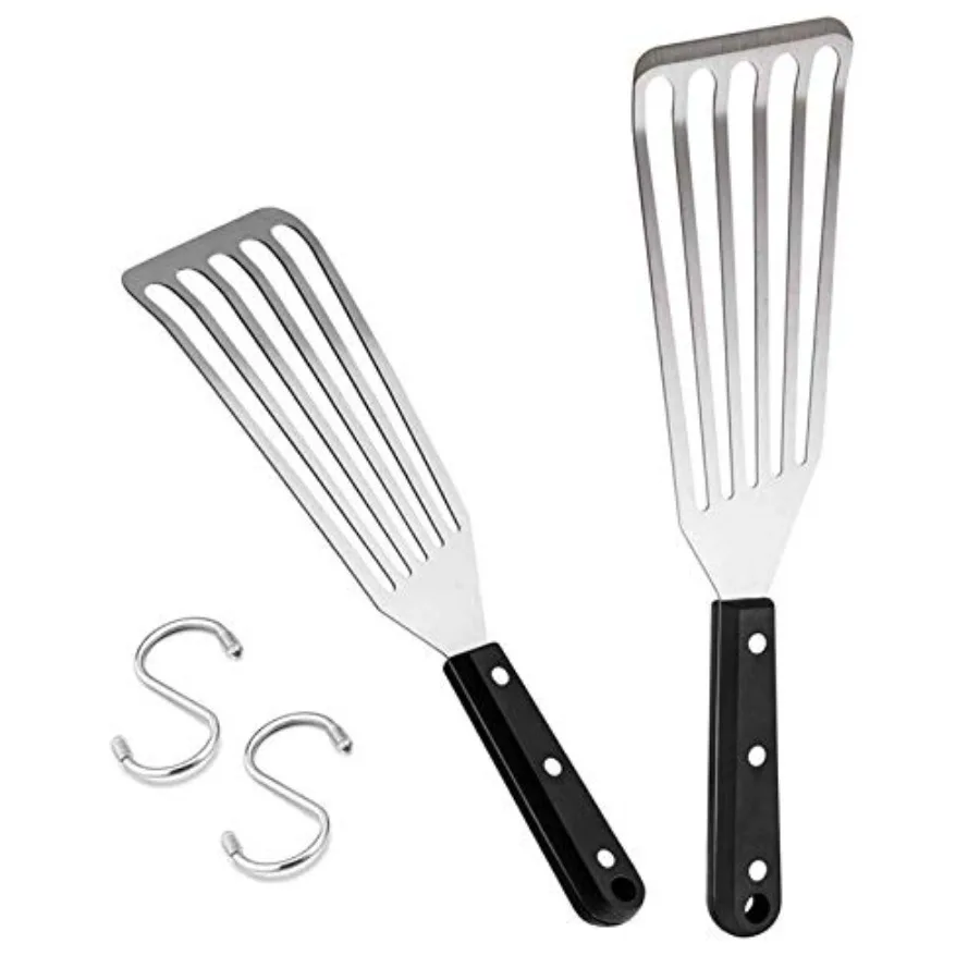 

2 Pack Fish Spatula Turner 12.5" and 11" Stainless Steel Slotted Spatula Set for Kitchen Cng Flipping Turning Frying and Grilli