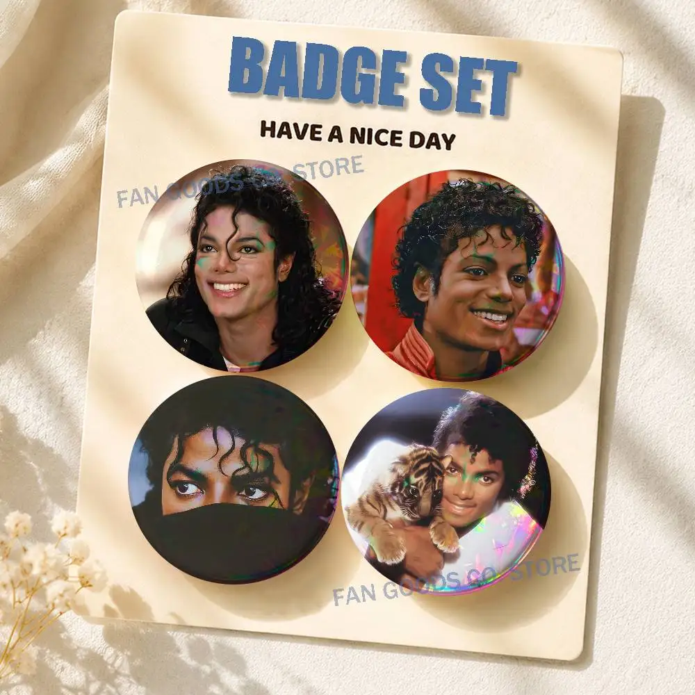 Music Michael J-Jackson Brooches for Backpack Accessories 25,32,44,58,75mm Round Enamel Pins 2-piece set Cartoon Anime Badge