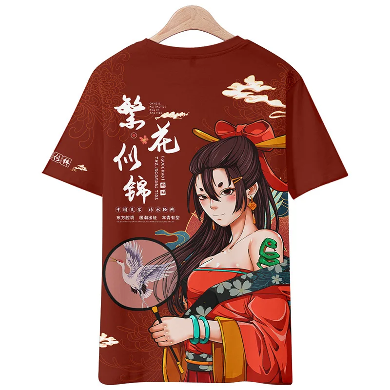 Oversized 6XL 5XL Anime Chinese Style Print Mesh Tshirt Streetwear Hip Hop T Shirts Summer Mens Casual Short Sleeve Tops Tees