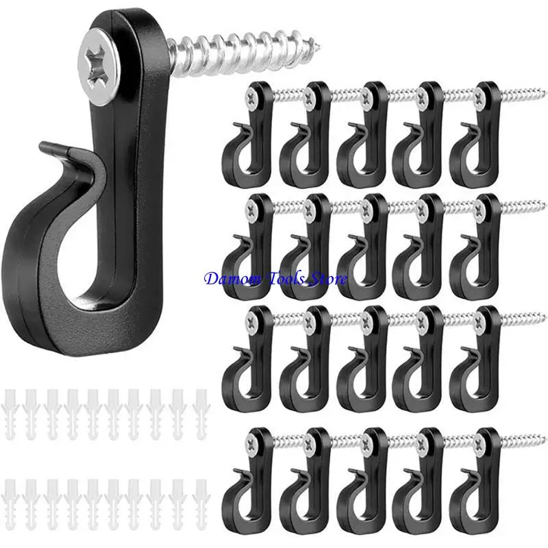 57BE Sturdy Plastic Materials Black S Hook Portable Accessory for Organizing Christmas Light and Parties Decorations