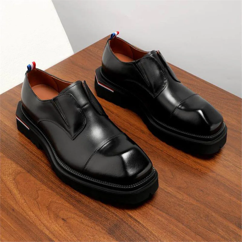 

High Quality Handmade Genuine Leather Business Casual Loafers for Men Breathable Slip on Thick Sole Trendy Summer Shoes