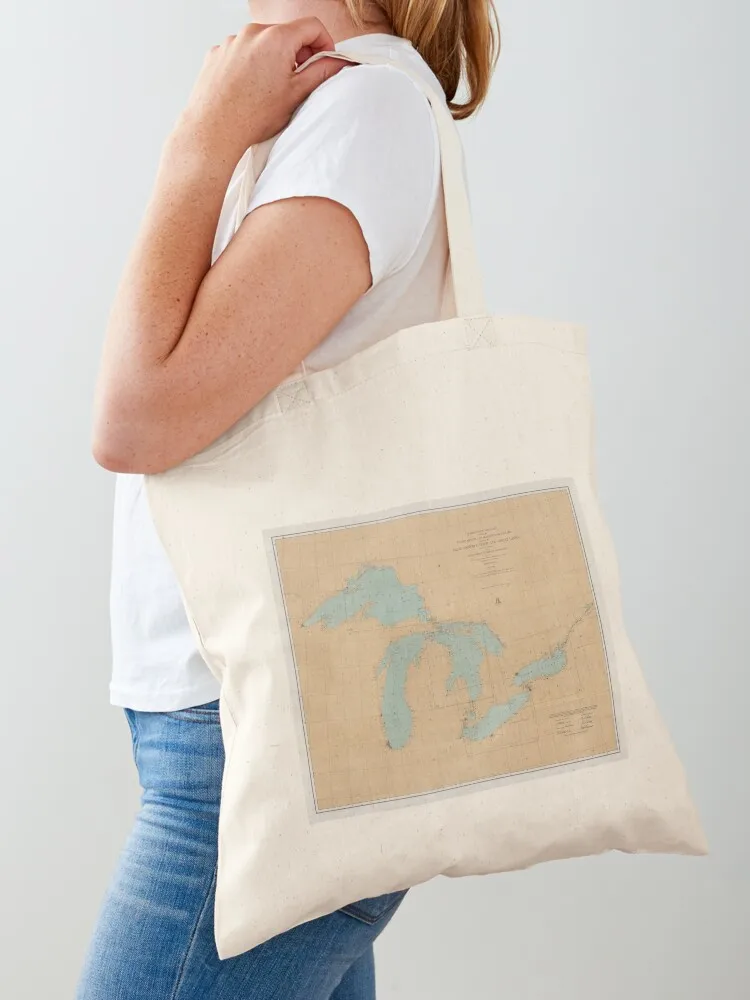 

Vintage Great Lakes Map (1915) Tote Bag bags luxury women Woman shopper bag cute pouch bag shopping