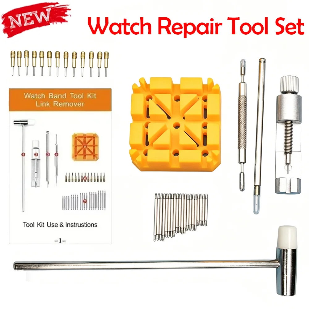 Uhrenreparatur-Werkzeugset Uhrenarmband-Entferner Armband-Kettenstift-Entferner Einstellwerkzeug-Kit für professionelle Uhrmacherwerkzeuge