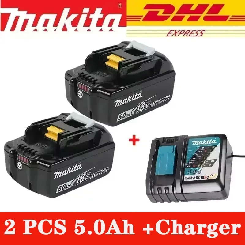 100% Original New 18V Makita 5Ah Battery+Charger, For DDF487 Lithium Rechargeable Impact Drill Household image 3
