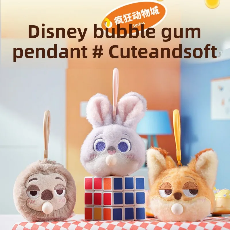 

Disney Zootopia Judith Nick Lightning Bubble Gum Plush Cute Keychain Backpack Hanging Decoration Accessories