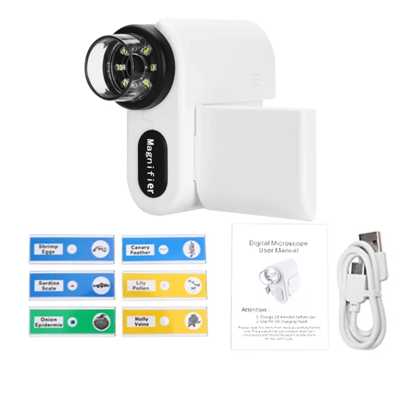 Microscopio digitale Microscopio USB 1200X Microscopio a moneta con luce LED Microscopio con schermo LCD da 2 pollici per Adulti