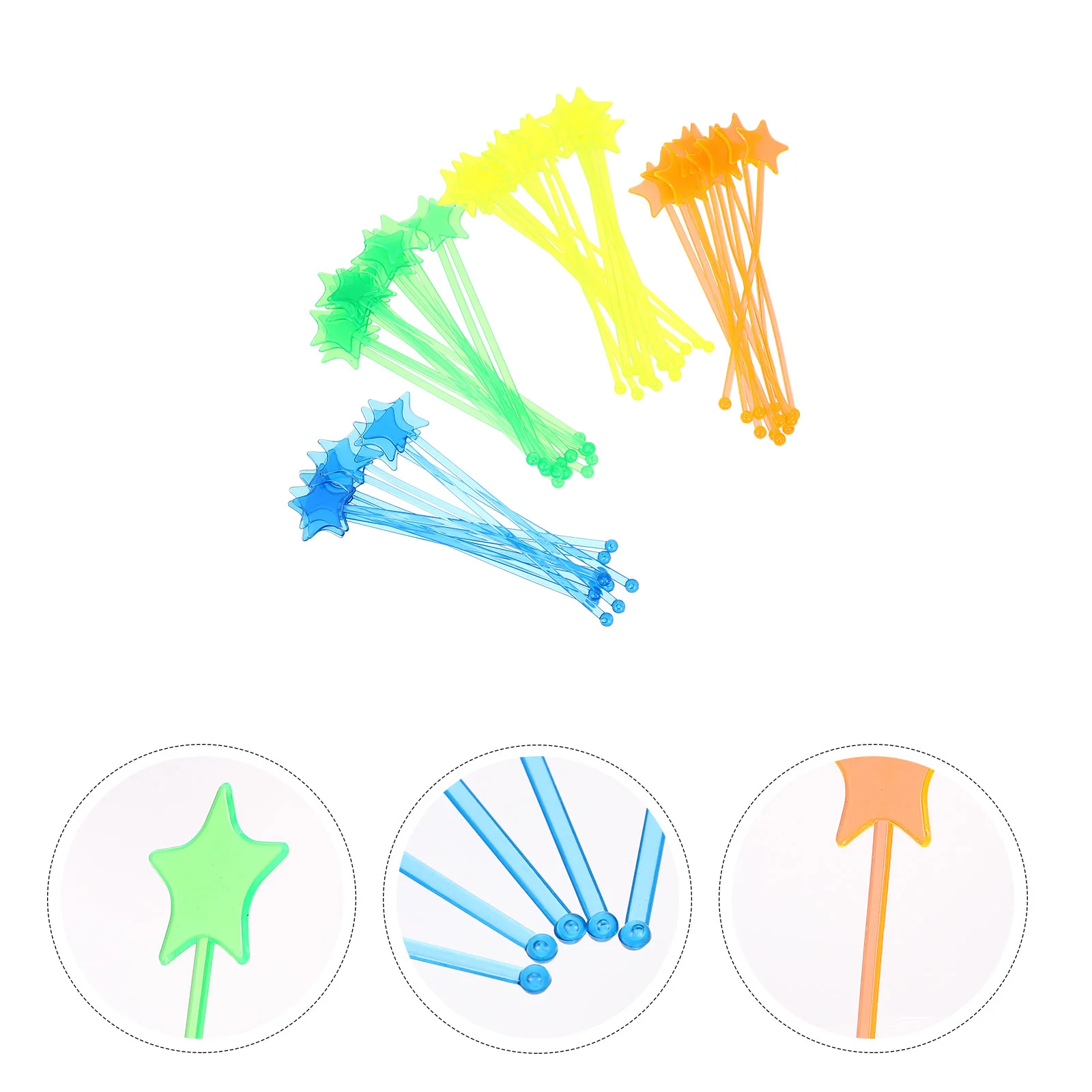 

50 Pcs Color Stirring Stick Bar Swizzle Sticks Cocktail Rod Shaker Star Shape Plastic Mixing Stirrer Beverages