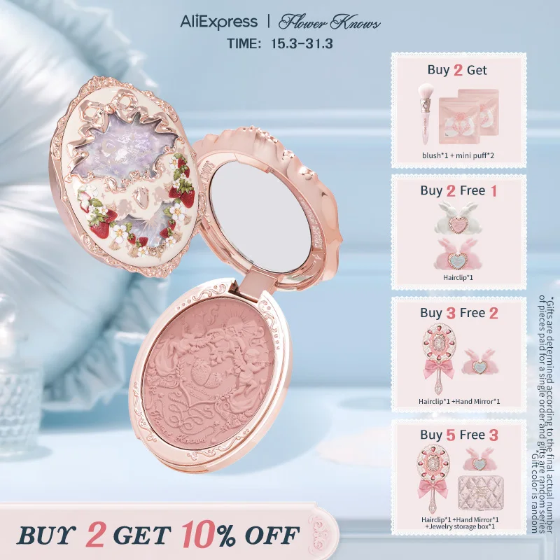 Róż do policzków Flower Knows Strawberry Rococo Series Embossed Blush 5g Blush Powder