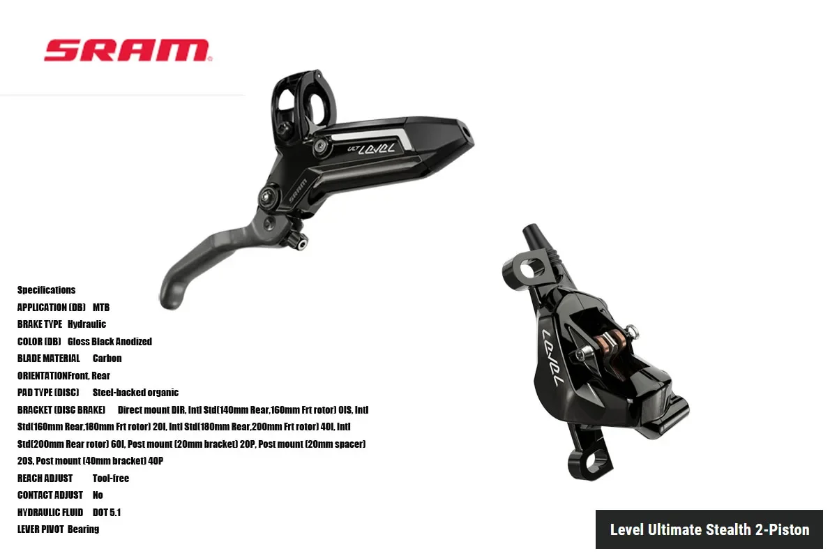 

SRAM Hydraulic DISC BRAKE Level Ultimate Stealthbrake A new two-piece, two-piston caliper MTB & Road bicycle acesssories cycling